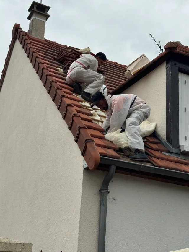 Réparation d’une toiture en tuiles plates dans le village de Chevreuse (78)