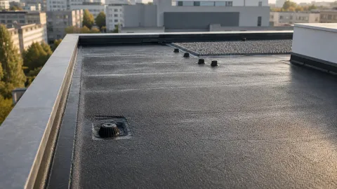 Membrane d’étanchéité posée sur une toiture-terrasse à Houilles (78)