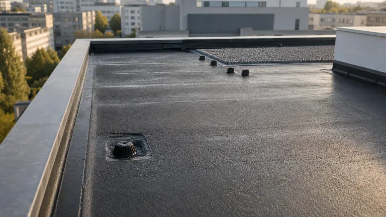 Membrane d’étanchéité posée sur une toiture-terrasse à Houilles (78)