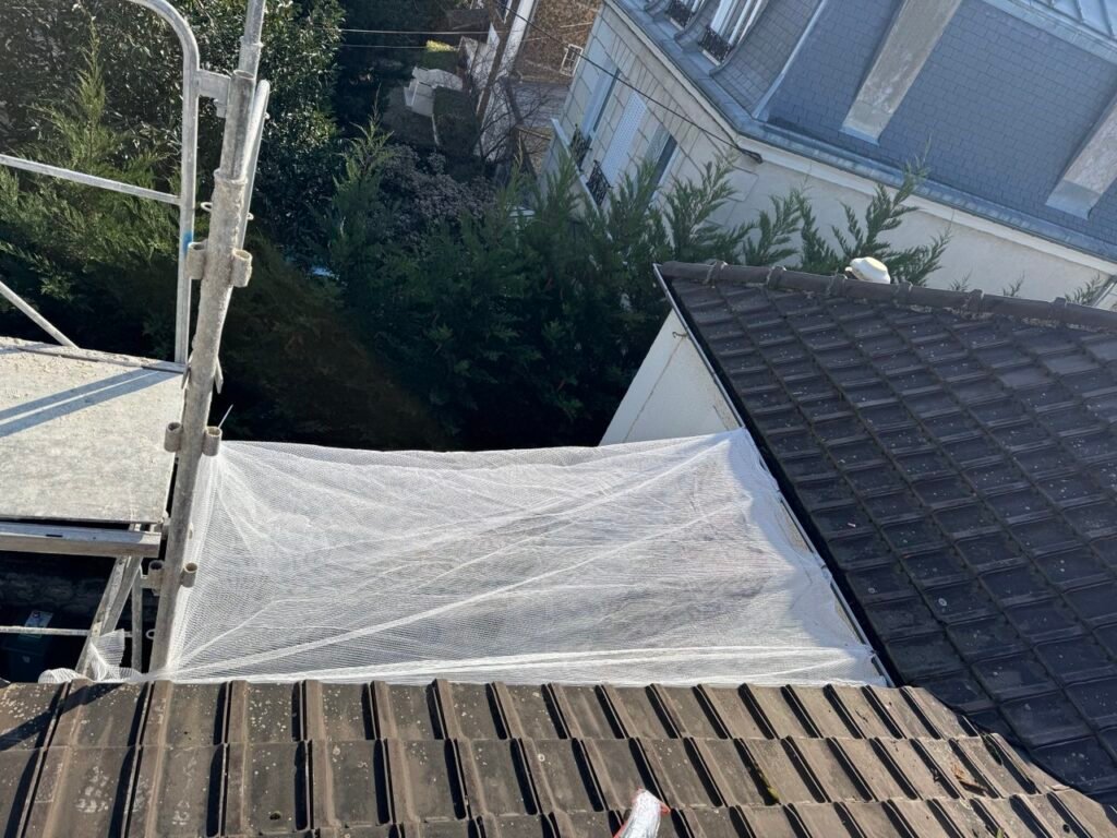 Mise en place de filets de protection avec echaffaudage –  argenteuil